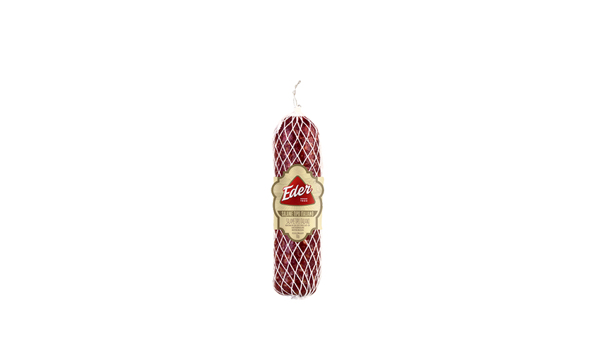 um pedaço de salame da marca Eder