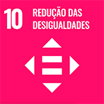 10 - redução das desigualdades ícone com setas norte sul leste oeste com símbolo de igual no centro - fundo rosa