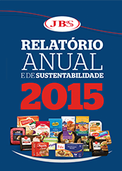 Capa PDF Relatório Anual de Sustentabilidade 2015 com uma embalagem de todas as marcas abaixo