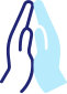 ícone duas mãos reverenciando azul